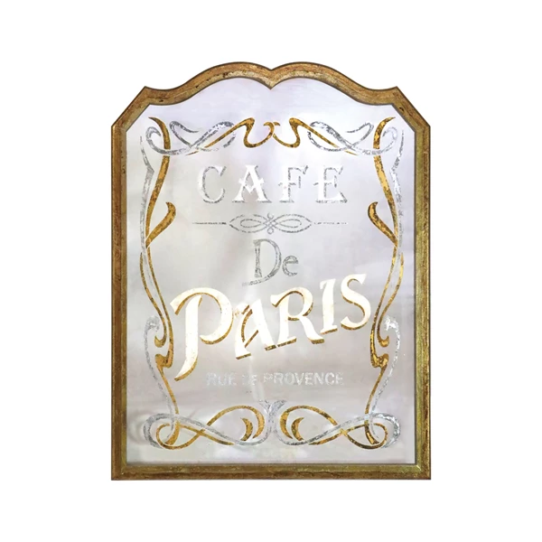 creative co op MDF Framed Acrylic Wall Décor "Cafe De Paris" Antique Gold