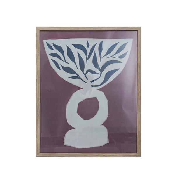 creative co op MDF Framed Glass Wall Décor w/ Vase & Leaves