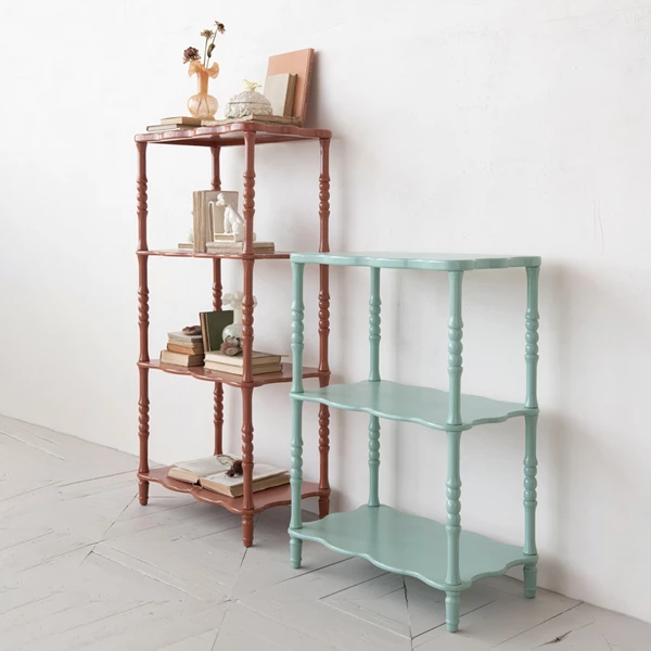 Creative Co Op MDF & Turned Wood Shelf W/ 3 Shelves Blue KD