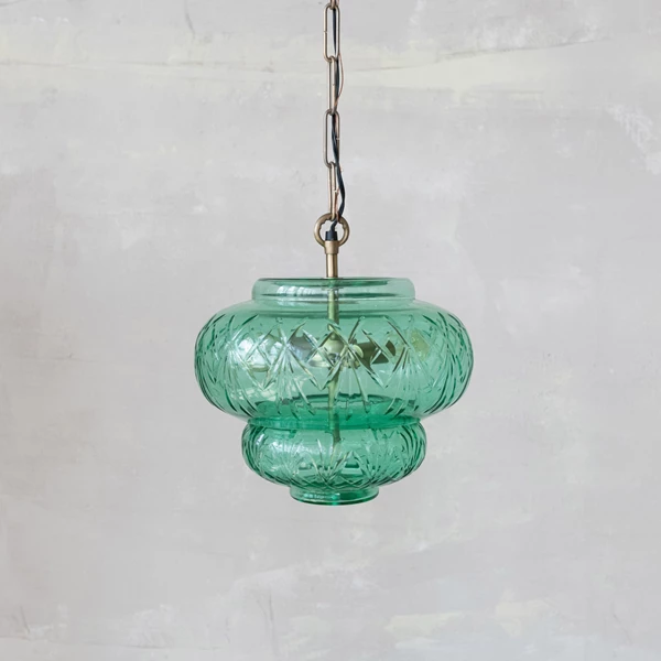 Creative Co Op Metal & Cut Glass Pendant Lamp With 2 Lights 5' Chain 6' Cord