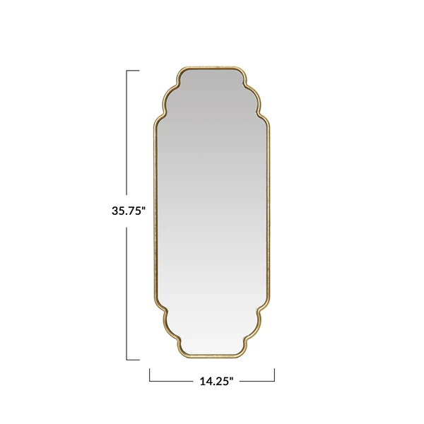 Creative Co Op Metal Framed Scalloped Wall Mirror Gold Finish (Hangs Vertically & Horizontally)