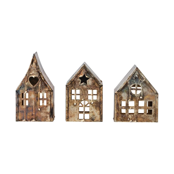 creative co op Metal House Tealight Holder with Open Back 3 Styles