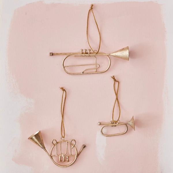 Creative Co Op Metal Musical Instrument Ornament Antique Silver Finish 3 Styles