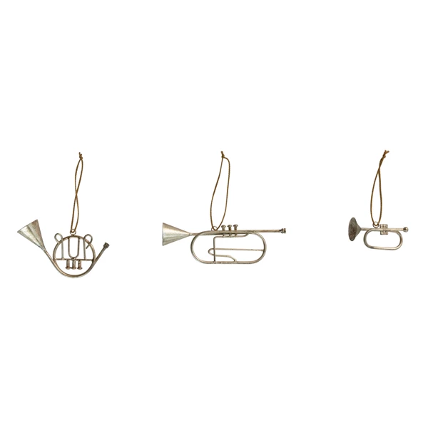 creative co op Metal Musical Instrument Ornament Antique Silver Finish 3 Styles