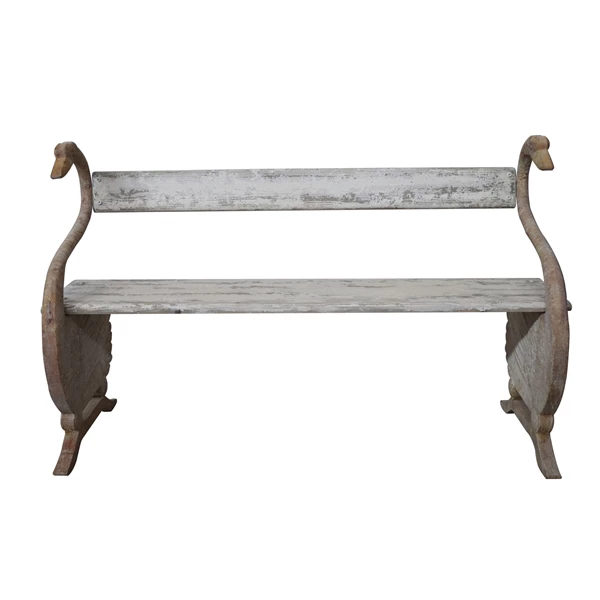 creative co op Metal & Pine Wood Vintage Reproduction Bench with Swans KD