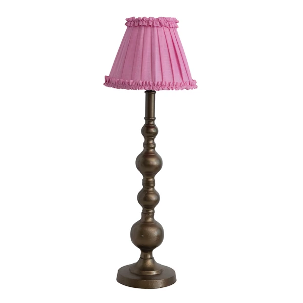creative co op Metal Table Lamp w/ Pleated Silk Shade w/ Ruffle & Inline Switch Antique Brass Finish & Pink
