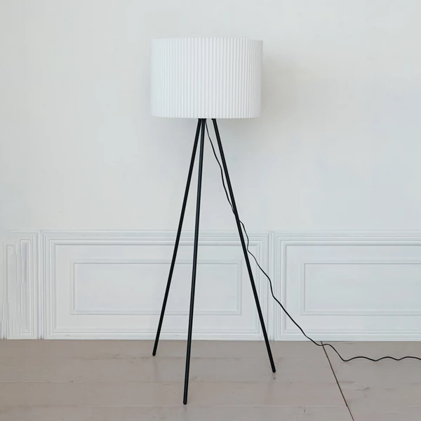 Creative Co Op Metal Tripod Floor Lamp W/ Pleated Jute Shade