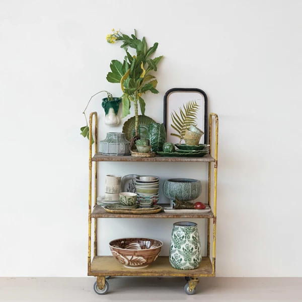 Creative Co Op Metal Vintage Reproduction 3-Tier Cart On Casters KD