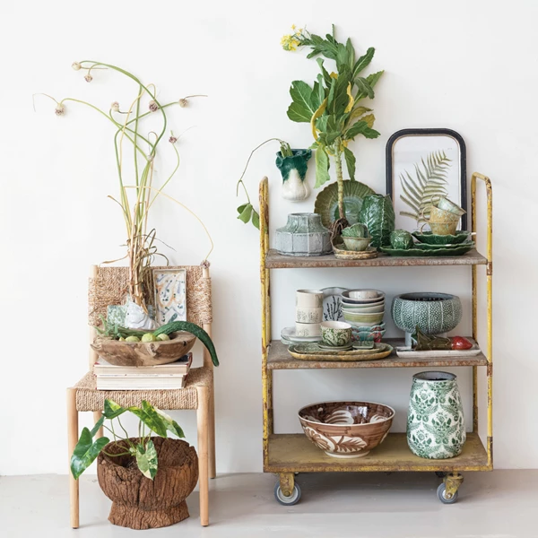 Creative Co Op Metal Vintage Reproduction 3-Tier Cart On Casters KD