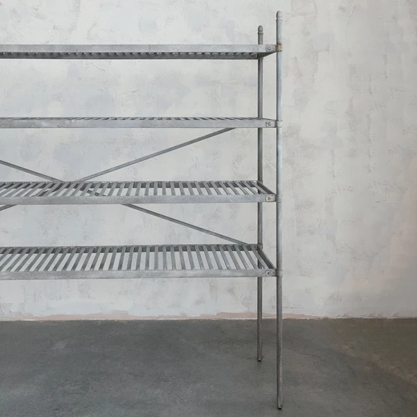 Creative Co Op Metal Vintage Reproduction Shelf W/ 4 Slatted Shelves Zinc Finish KD