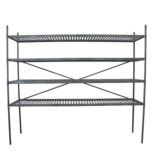 creative co op Metal Vintage Reproduction Shelf w/ 4 Slatted Shelves Zinc Finish KD
