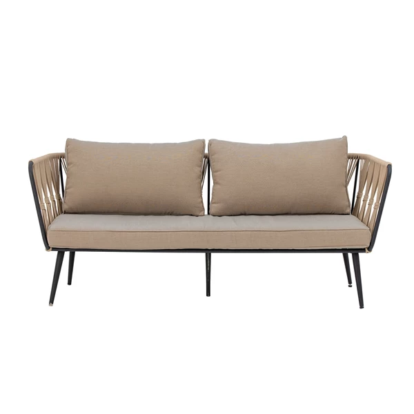 creative co op Metal & Woven Rope Indoor/Outdoor Sofa w/ Fabric Cushions & Removable Covers KD