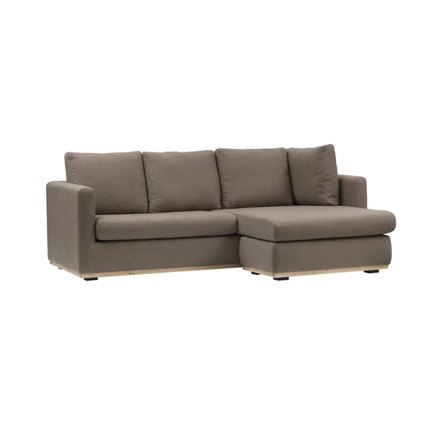 Creative Co Op Modern L Shaped Sofa With Interchangeable Chaise Lounge And Wood Trim Mushroom Brown