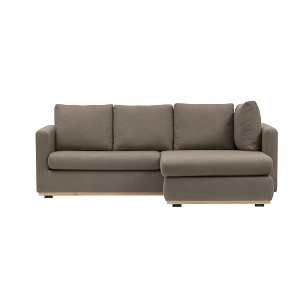 creative co op Modern L Shaped Sofa with Interchangeable Chaise Lounge and Wood Trim Mushroom Brown