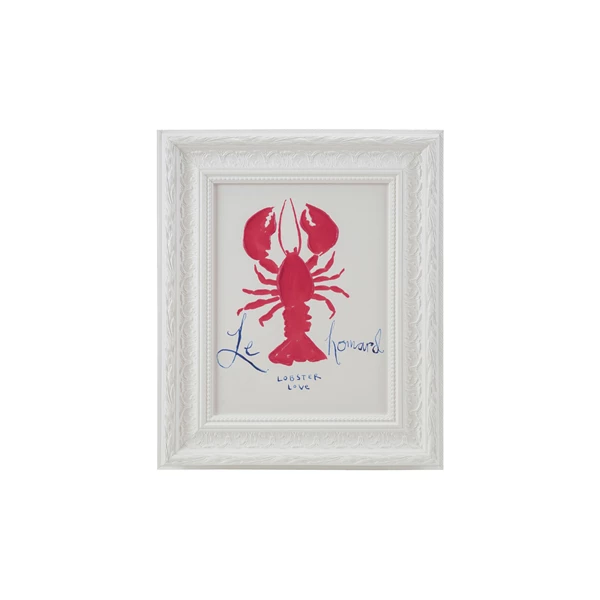creative co op Moulded Composite Framed Canvas Wall Décor w/ Lobster & Painted Frame "Le homard" ©