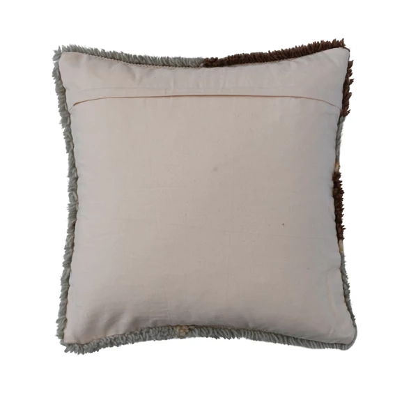 Creative Co Op New Zealand Wool & Cotton Tufted Pillow W/ Design Polyester Fill