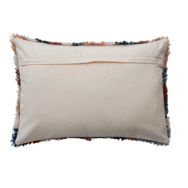 Creative Co Op New Zealand Wool Tufted Checkered Lumbar Pillow With Cotton Back