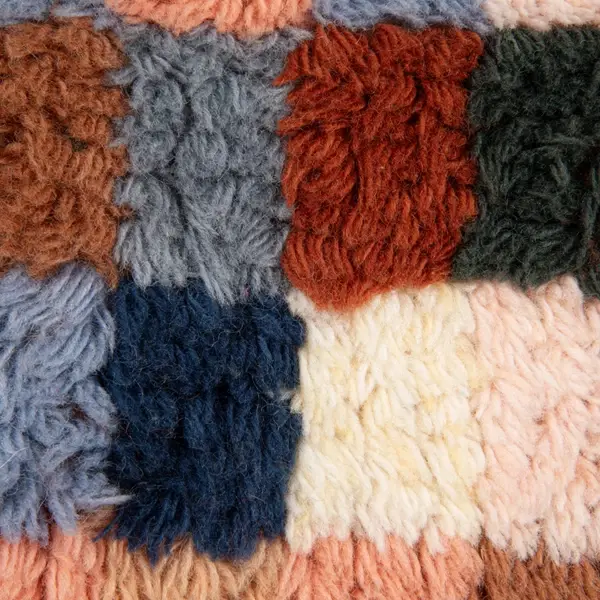 Creative Co Op New Zealand Wool Tufted Checkered Lumbar Pillow With Cotton Back