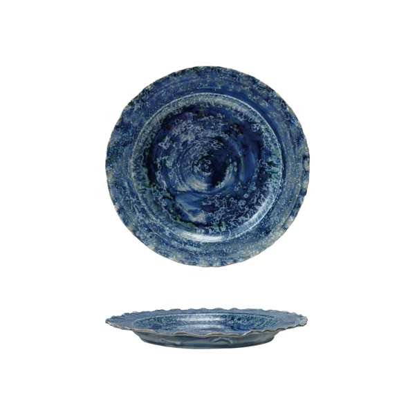 creative co op Organic Shaped Plate Reactive Crackle Glaze (Each Will Vary)