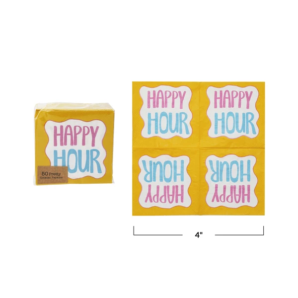 Creative Co Op Paper Cocktail Napkins "Happy Hour" (Contains 50 Folded Pieces) ©