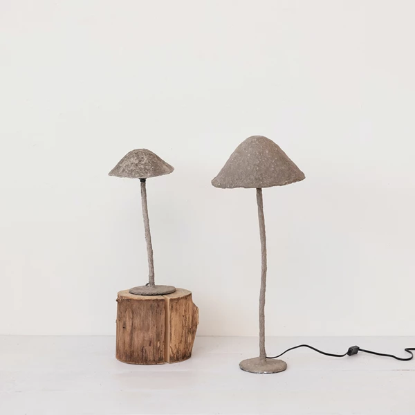 Creative Co Op Paper Mache & Metal Mushroom Shaped Table Lamp W/ Inline Switch