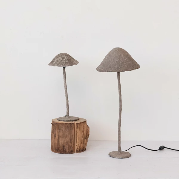 Creative Co Op Paper Mache & Metal Mushroom Shaped Table Lamp W/ Inline Switch