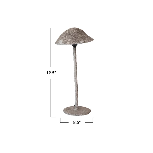Creative Co Op Paper Mache & Metal Mushroom Shaped Table Lamp W/ Inline Switch