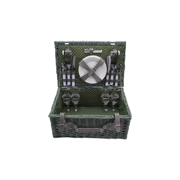 creative co op Picnic Basket for 4 Set of 24 (Plates Glasses Cutlery Bottle Opener & Shakers) creative co op Picnic Basket for 4 Set of 24 (Plates Glasses Cutlery Bottle Opener & Shakers)