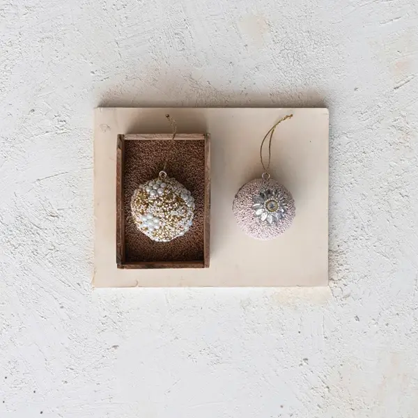 Creative Co Op Plastic Ball Ornament W/ Beads Sequins & Jewels 2 Styles