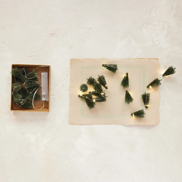 Creative Co Op Plastic Bottle Brush LED Tree Light String With 15 Lights