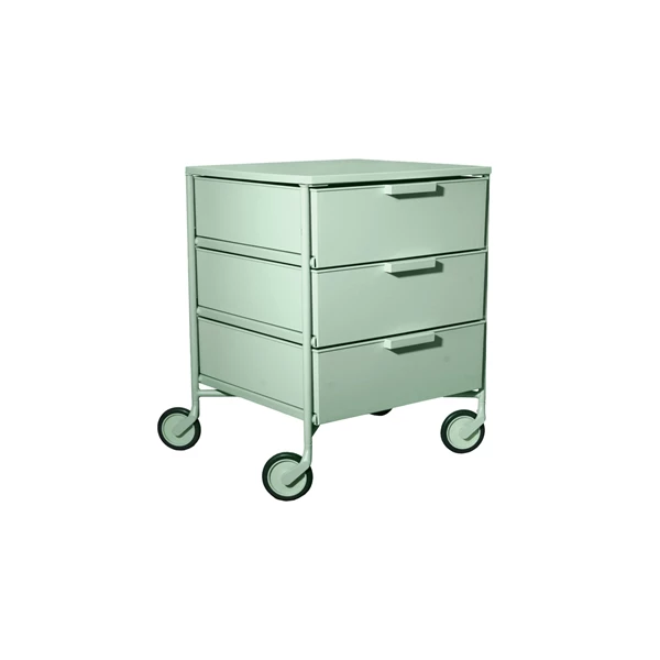 Creative Co Op Plastic Cabinet On Oversized Casters W/ 3 Drawers Mint Color KD