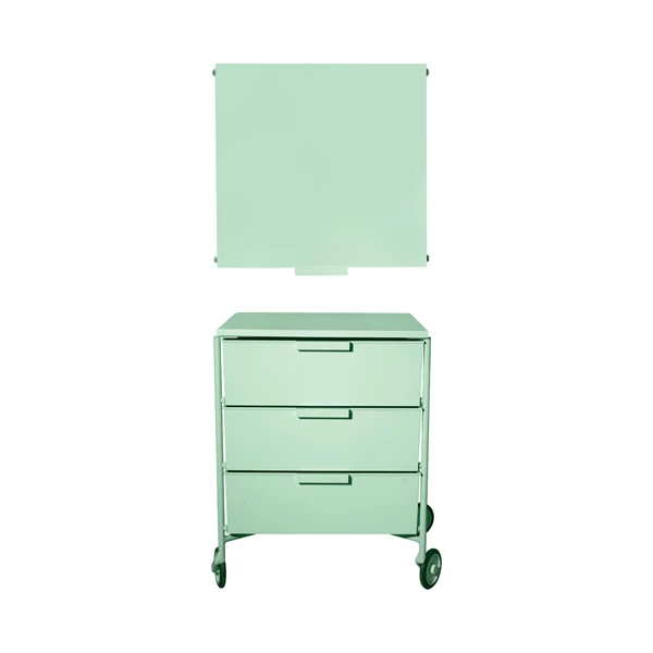 creative co op Plastic Cabinet on Oversized Casters w/ 3 Drawers Mint Color KD