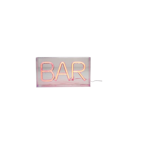 Creative Co Op Plastic LED Neon Light With USB Cord "BAR" Red