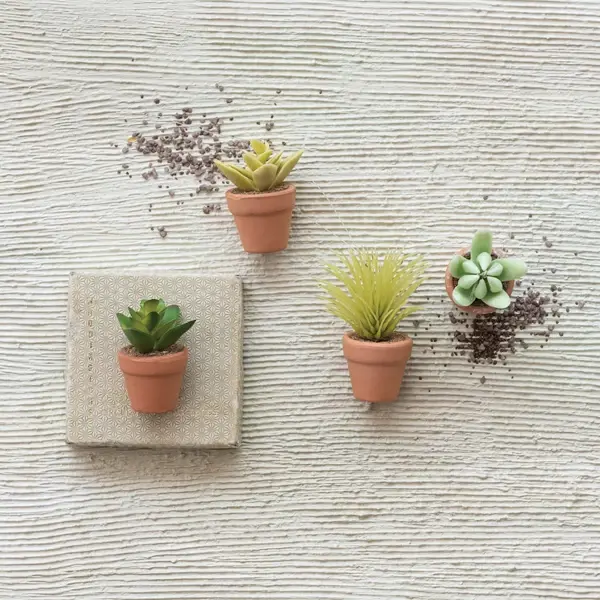 Creative Co Op Plastic Potted Plant Ornament Green & Terra-cotta Color 4 Styles