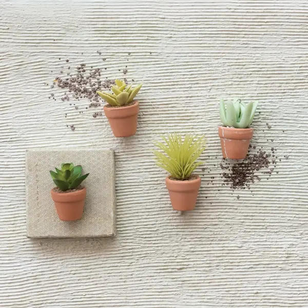 Creative Co Op Plastic Potted Plant Ornament Green & Terra-cotta Color 4 Styles