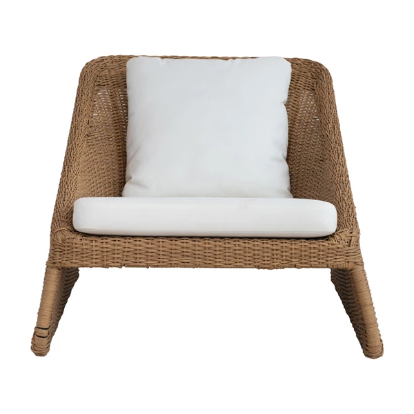 Creative Co Op Plastic Wicker & Metal Indoor/Outdoor Chair W/ 2 Fabric Cushions