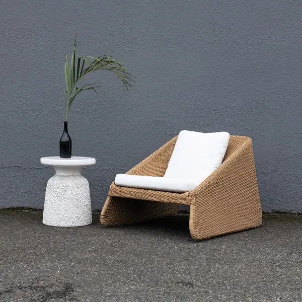 Creative Co Op Plastic Wicker & Metal Indoor/Outdoor Chair W/ 2 Fabric Cushions