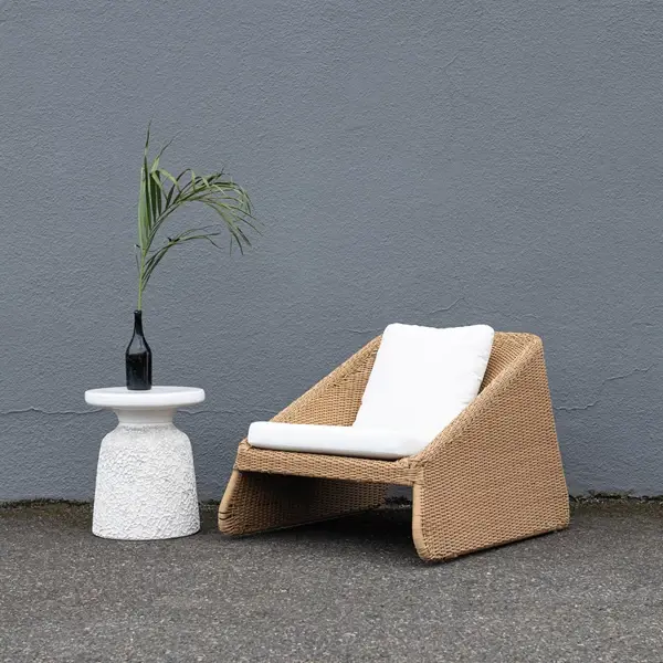 Creative Co Op Plastic Wicker & Metal Indoor/Outdoor Chair W/ 2 Fabric Cushions