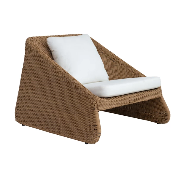 creative co op Plastic Wicker & Metal Indoor/Outdoor Chair w/ 2 Fabric Cushions