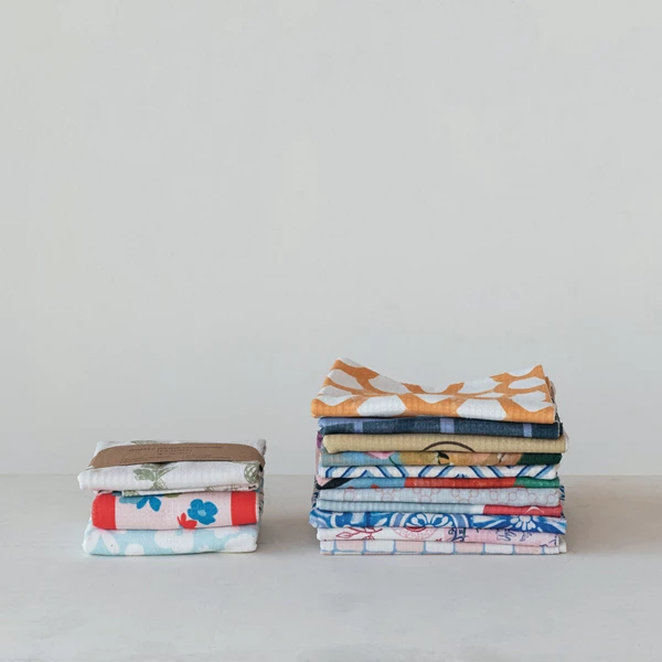 Creative Co Op Printed Recycled Microfibre Tea Towel W/ Fish In Net Image