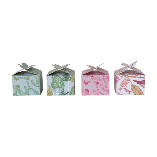 creative co op Printed Recycled Paper Interlocking Gift Box w/ Flora/Fauna Pattern 4 Styles ©