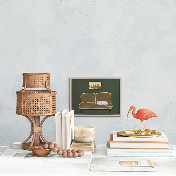 Creative Co Op Rattan Vintage Reproduction Table Lamp Stained Finis