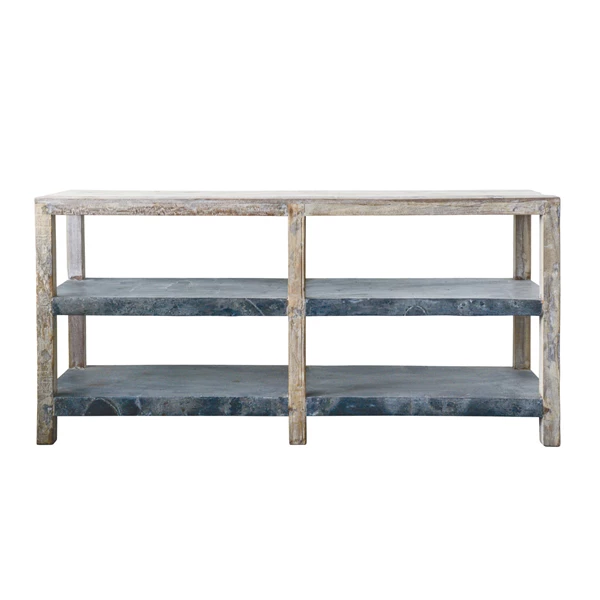 creative co op Reclaimed Wood and Metal Credenza with Shelves