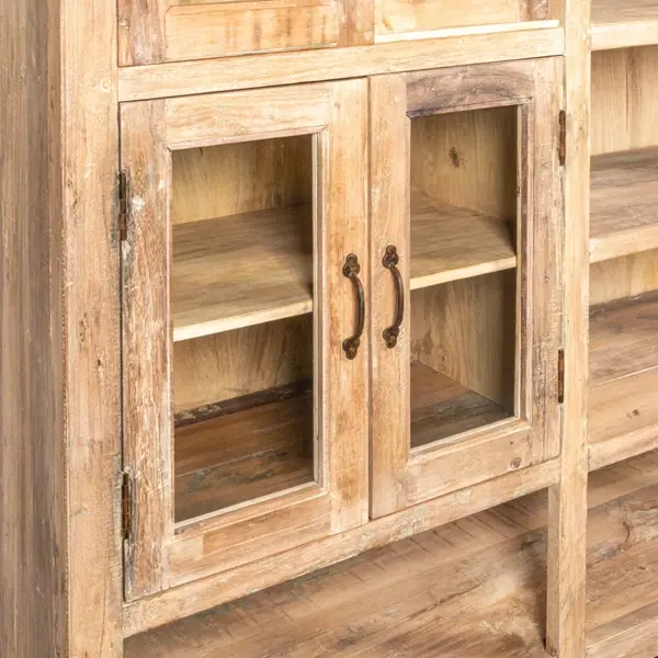 Creative Co Op Reclaimed Wood Cabinet With Glass Doors