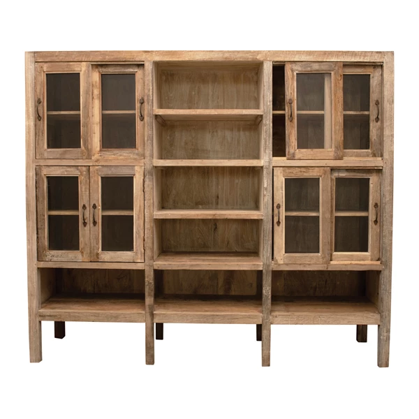 creative co op Reclaimed Wood Cabinet with Glass Doors