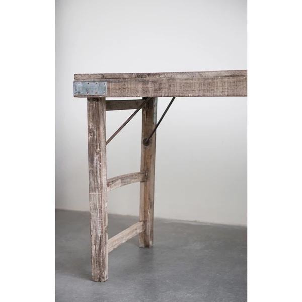 Creative Co Op Reclaimed Wood Folding Table With Tin Patches