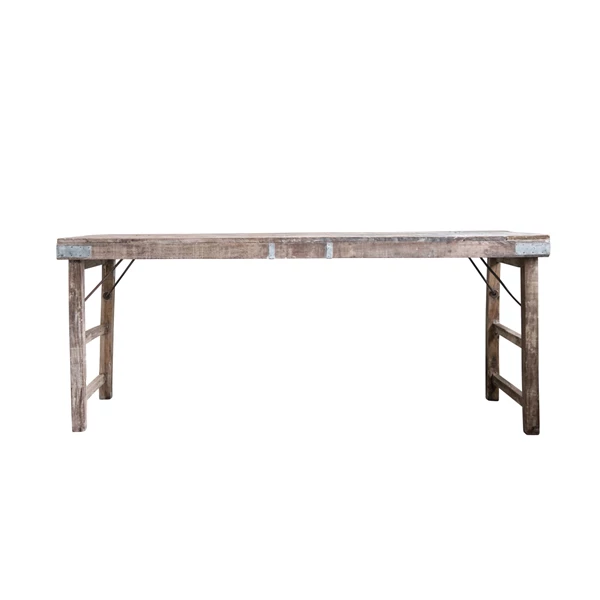 creative co op Reclaimed Wood Folding Table with Tin Patches