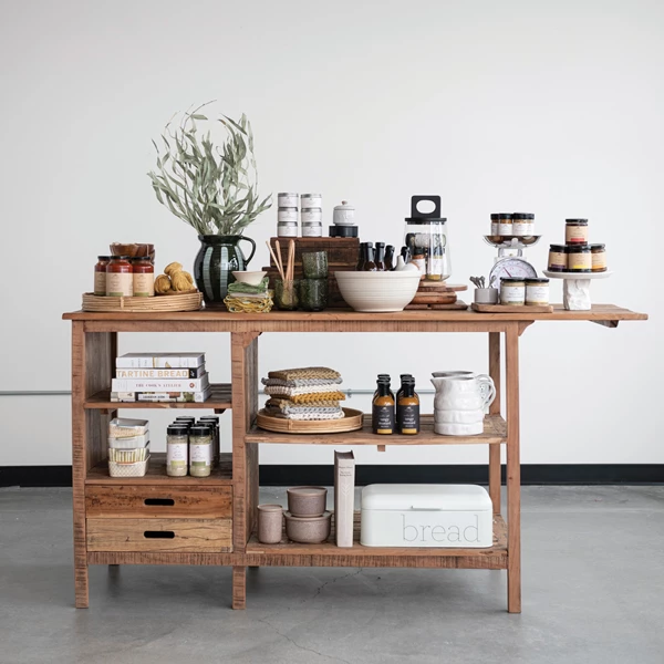 Creative Co Op Reclaimed Wood Sideboard/Island W/ 4 Shelves & 2 Drawers Natural