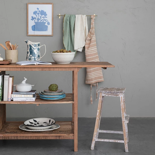 Creative Co Op Reclaimed Wood Sideboard/Island W/ 4 Shelves & 2 Drawers Natural