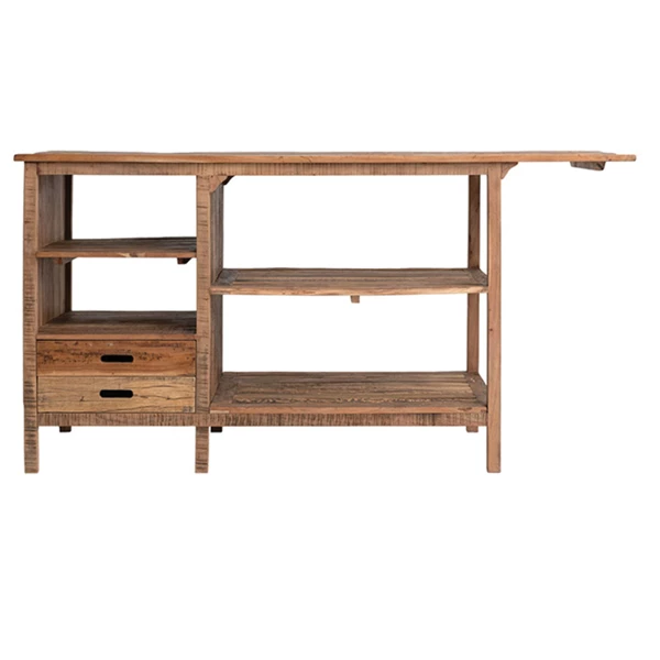 creative co op Reclaimed Wood Sideboard/Island w/ 4 Shelves & 2 Drawers Natural